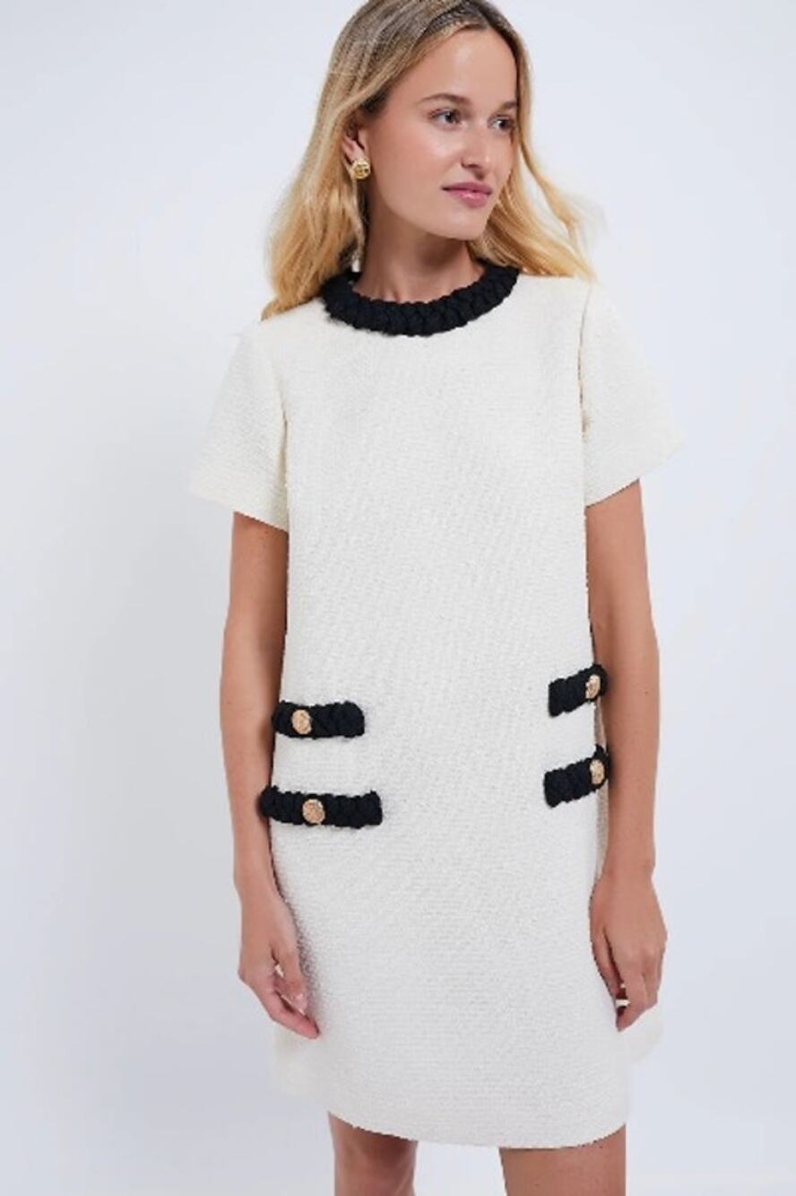 Tuckernuck Jackie Tweed Short Sleeve Dress Cream XXL Classic Chic Business NWT